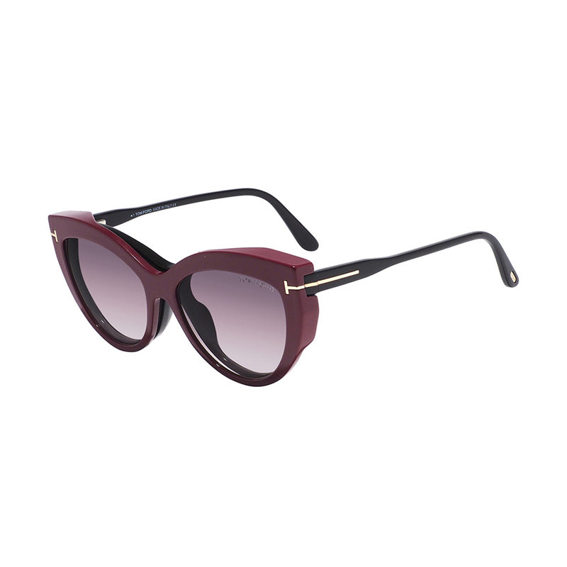 FT5772-B 001 Shiny Black/Transparent with Magnetic Clip-On Smoke To Pink Gradient 55mm