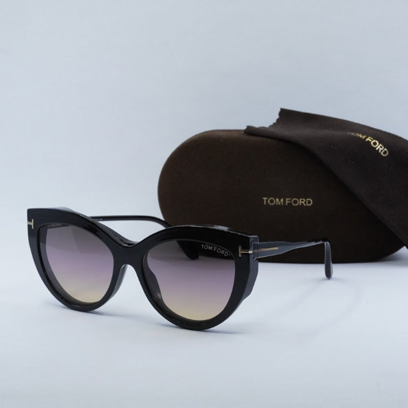 FT5772-B 001 Shiny Black/Transparent with Magnetic Clip-On Smoke To Pink Gradient 55mm