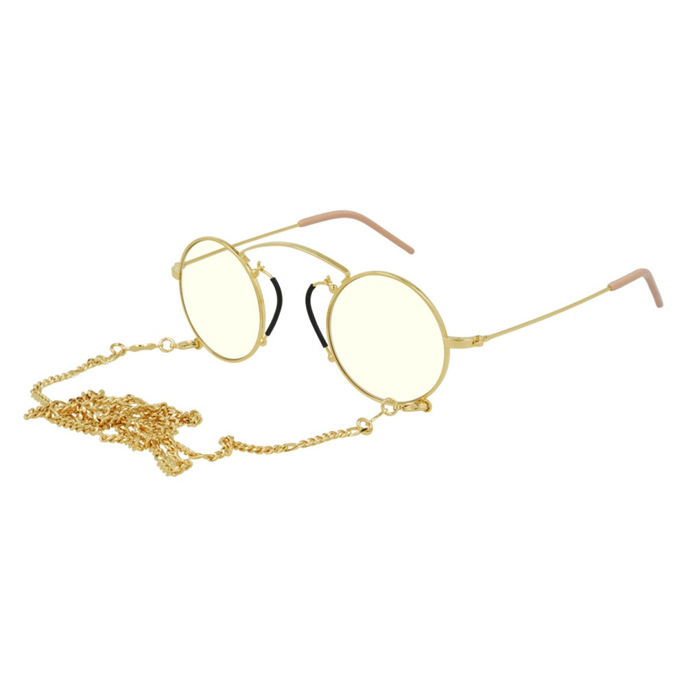 GG0991S 001 Gold/Light Yellow with Gold Chain